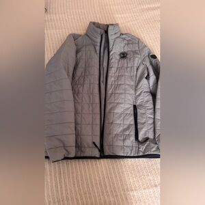 Pebble Beach Golf Men'/ woman Gray Quilted Jacket like new paid 450 size medium